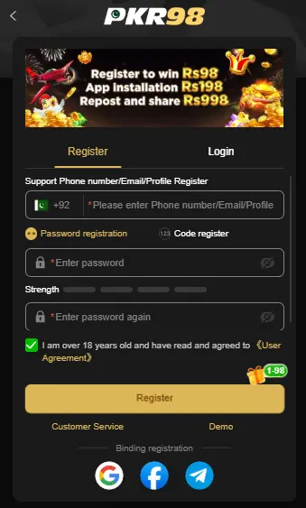PKR98 Game APK installation screen