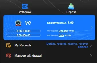 666W Game deposit and withdrawal section